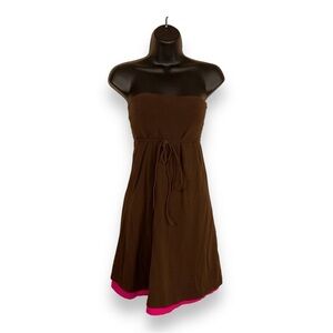 SMALL BRA TOPS STRAPLESS TUNIC TOP DRESS BROWN FUCHSIA PINK